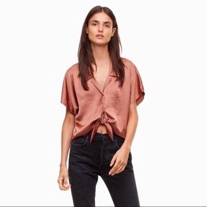 ARITZIA WILFRED FREE HUANG TIE BLOUSE M SATIN